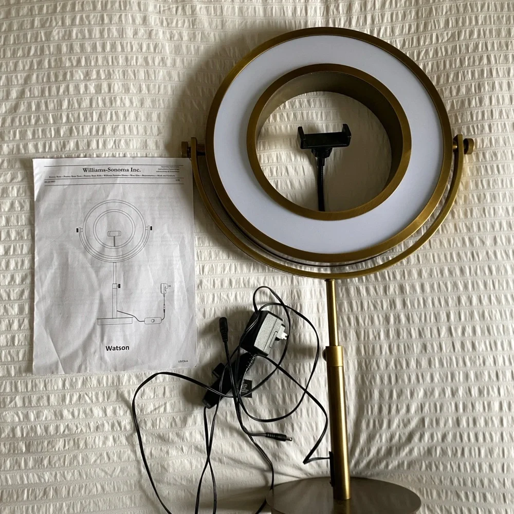 Pottery Barn Watson Gold Adjustable Ring Light Mirror